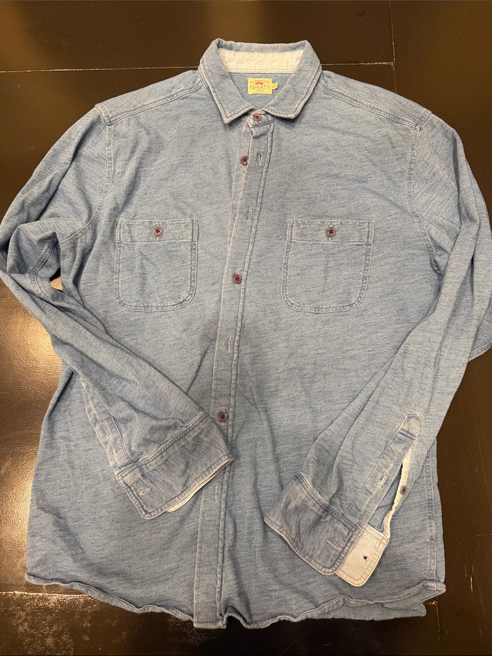 Faherty Heathered Light Blue Men's Button-Down Shirt